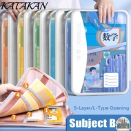 KATAKAN Subject Bag, L-Type Opening Portable Handle Mesh Zipper Pouch, Delicate 5-Layer Large Capaci
