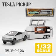 328LEO 1:32 Tesla Cybertruck Pickup RV Metal Diecast Alloy Toy Car Model Trucks For Kids Toys Vehicl