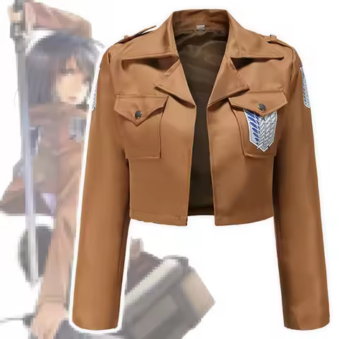 Anime Attack-on-Titan Cosplay Shingeki no Kyojin Mikasa Ackerman Cosplay Costume Jacket Shawl Belt S