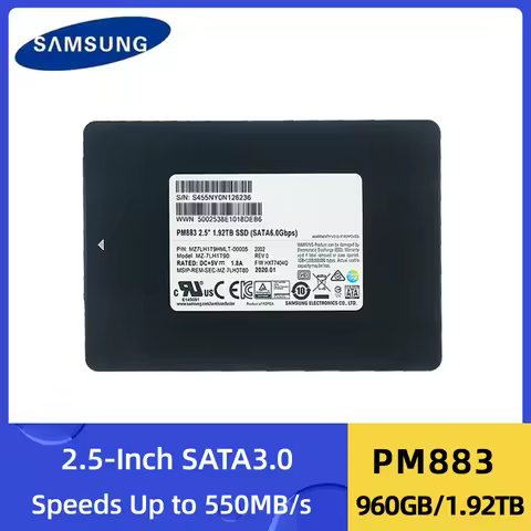 SAMSUNG SSD PM883 960G 1.92TB 2.5-inch SATA3.0 Enterprise Solid State Drive SSD for Laptop Desktop