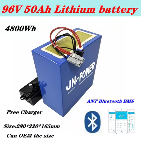 High-discharge 4800Wh 23S10P 21700 lithium-ion battery 96V50AH Ant BMS for 5000W, 10KW robot motor, 