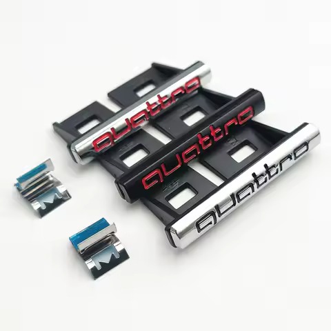 3D Black Car Logo Quattro Emblem Front Grille Badge Rear Trunk Sticker For Audi A1 A2 A3 A4 A5 A6 A7