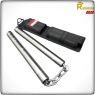 Double Stick Besi Silver / Double Stick Besi Dengan Sarung / Nunchaku Besi