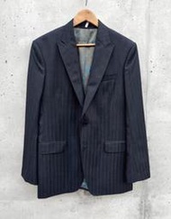 早期 #KENZO homme 藍黑色暗紋大劍領西裝外套 / 雅痞 / 知性 / 文青 / 緞面內裡
