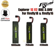 Flywoo Explorer 1S 450 750 1000mAh 3.8HV Lipo Battery With A30 Plug Compatible with BT2.0 For Firefl