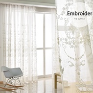 Embroidered White Sheer day Curtain for living room Simi Curtains for Bedroom window panels Hook type Ring Rod pocket