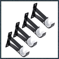 【P K R V】 4 Pack Single Curtain Rod Brackets for Drapery Rod Aluminum Alloy Heavy Duty Curtain Rod Holders (Black)