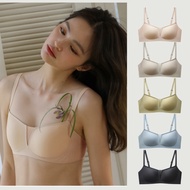 Japanese Technology Jelly Strip Soft Support No Steel Ring Underwear Seamless One-Piece Women Big Breasts Small Chests Gathered Bra Girls Thin Cup Ice Silk SUJI