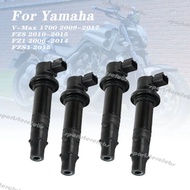 4 PCS Motorcycle Ignition Coil Spark Plug Caps For Yamaha V-MAX 1700 VMX17 FZ1 FZS1 FZ8 RS Vector Vi