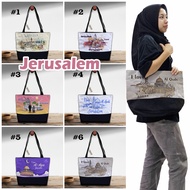 TOTE BAG JERUSALEM TAS SOUVENIR OLEH OLEH, TALI WEBING READY 6 MOTIF TTW 007