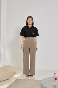 COPPER.BKK Basic Pants กางเกงขายาว เอวสูง ซิปหน้า ขากระบอกใหญ่ ทรงเบสิก