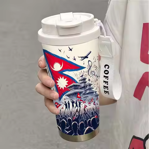 18oz Stainless Steel Travel Mug With Nepal Design, Featuring A Doublelayer Vacuum Insulation Design 