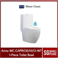 Arino 1-Piece Toilet Bowl | Dual Flush System | Soft Close Seat Cover | S Trap or P Trap | Free Shipping | WC-CAPRIO-WT