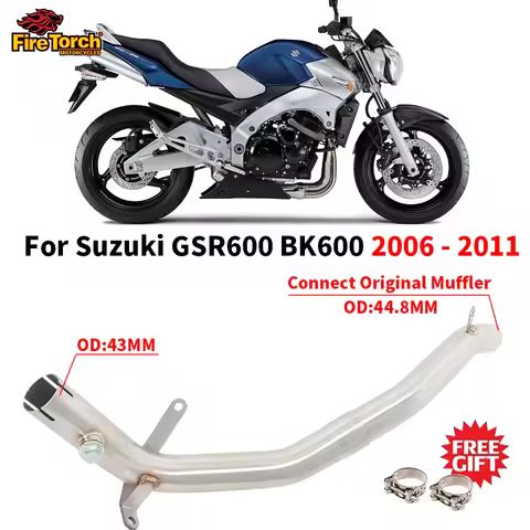 Motorcycle GSR 600 2006-2011 Motorcycle Exhaust Escape Moto Decat for Suzuki GSR600 BK600 Muffler Es