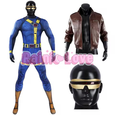 Movie League5 Scott Summers Cosplay Costume Scott Summers Cyclops Blus Jumpsuits Hi-Q For Hallowmas 