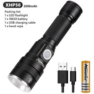 Alonefire H40 Siêu Mạnh XHP50.2 Đèn Pin LED Có Thể Thu Phóng Ngọn Đuốc Chiến Thuật Siêu Sáng Chống N