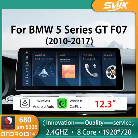12.3 inch For BMW 5 series F07 GT Car Radio Wireless Bluetooth Carplay Head Unit Snapdragon 680 Scre