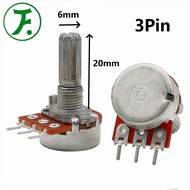 1pcs，Single turn potentiometer，RK163，3Pin，B1K B5K B10K B20K B50K B100K B250K B500K，Shaft length 20mm