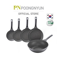 PN POONGNYUN | Sharten Nature Stone | 20,24,28,30cm Fry Pan | 26,28,30cm Wok Pan | Die-Casting | PFOA FREE | Nature Stone Coating