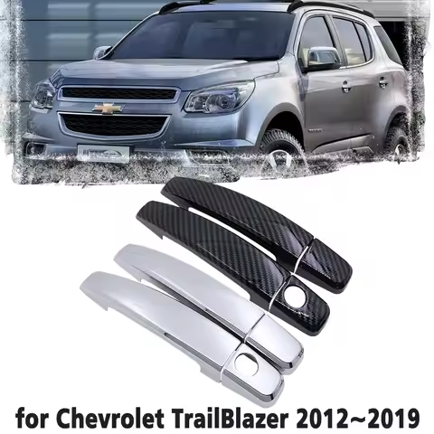 Black Carbon Fiber handle Or Chrome Side Door Cover Trim Set for Chevrolet TrailBlazer MUX 2012~2019