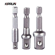 KIPRUN  3 Pcs Hex Shank 1/4 3/8 1/2 Drive Screwdriver Drill Bit Electric Socket Wrench Adapter