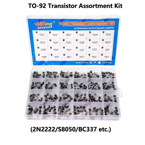 480PCS 24Values TO-92 Transistor Assortment Kit (2N2222/S8050/BC337 etc.) in Box for Arduino DIY Ele