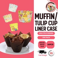 Muffin Cup/Tulip Muffin Cupcake Paper Cup Case Liners/Cupcake Cup/Cawan Kek (50pcs)