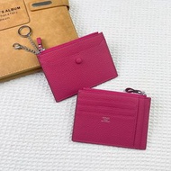 Hermes 玫紅色牛皮卡片夾鑰匙扣