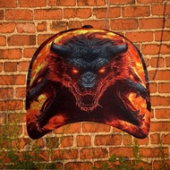 Fiery Hell Wolf with Flames Custom All-Over Print Baseball Cap, Limited Edition Gothic Dark Fantasy 