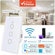 AXUS Smart WiFi Touch Switch US Neutral No Neutral Wire 1 2 3 Gang Light Works with Tuya App Alexa G