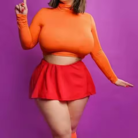 Women Halloween Velma and Daphne Costume Classic Cartoon Series Cosplay Outfits Set