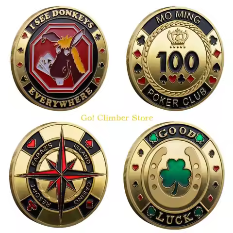 Q84C Poker Card Protectors Coins Collectibles Metal Poker Chip Coins Souvenir Chip Casino Dealer Coi