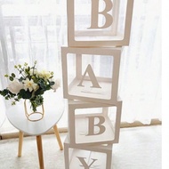 8pcs/Set 25cm Transparent Balloon Boxes+B A B Y Letters, Birthday Baptism Party Decoration Gift Box,
