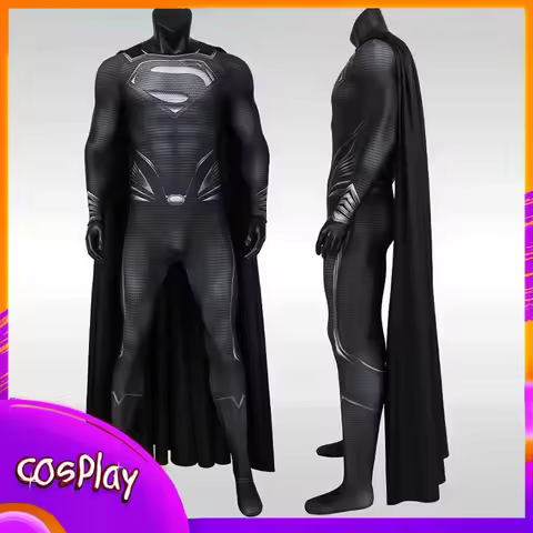 Superman Black Suit Cosplay Costume Clark Men'S Jumpsuit Halloween Comic-Con Carnival Party Coser Pr