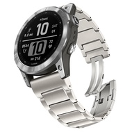 Titanium Band for Fenix 7 Pro Sapphire Solar/6 Pro/5 Plus, 22mm Watchband Integrated Buckle Strap fo