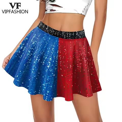 VIP FASHION Women Clown Pleated Skirts Y2K Cosplay Uniform 3D Digital Printed A-Line Cheerleading Sk