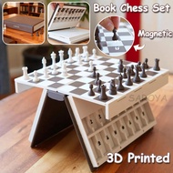 3D Printed Book Chess Set Magnetic Foldable Interactive Adults Chess Set Board Game with Pieces