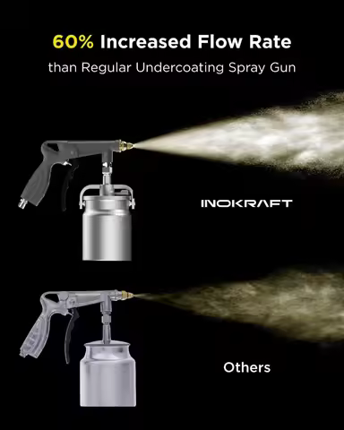 Undercoating Spray Gun with Suction Feed Cup, 360° & Straight Spray Hoses, for Truck Bed Liner Coati