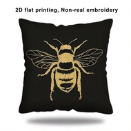 1pc 2D Flat Printing Chic Bee Chic Bee Throw Pillow Cover, Non-Real Embroidery, 17.7x17.7in - Versat