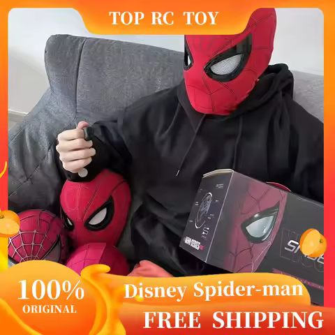 Hot Marvel Spider Man Headgear Cosplay Moving Eyes Mask Spiderman 1:1 Remote Control Elastic Mask To