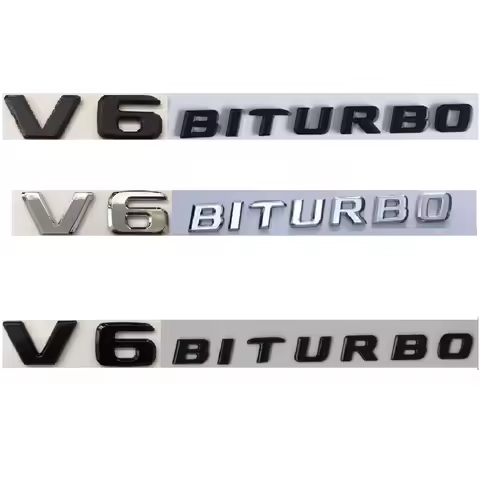 For Mercedes Benz AMG Flat Letters V6 BITURBO Fender Emblems Badges V 6 BITURBO Symbols Nameplate