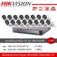 HIKVISION ชุดกล้องวงจรปิด 16 ตัว รุ่น DS-2CE16D0T-IRF *16 + เครื่องบันทึก DVR 16CH รุ่น iDS-7216HQHI