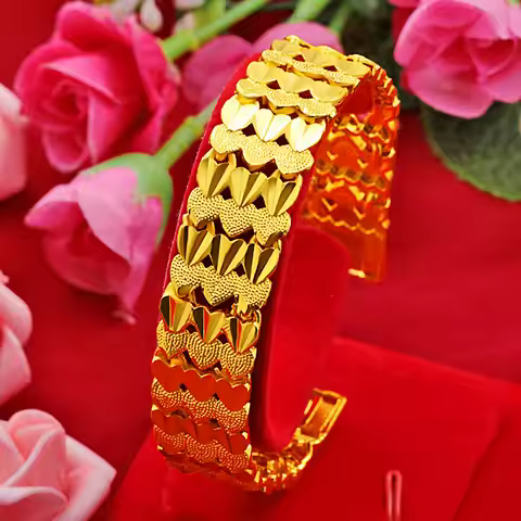 Romantic Meaning Double Row Heart Watch Chain For Women 24K Gold AU999 | Accompanied by love, full o