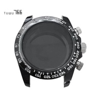 39MM Watch Case Sapphire Glass Case for Quartz VK63 Movement Cases Wearable Watch Accessories-Black