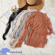 CYANCLOUD Ladies Tops, Floral Embroidery Transparent Women Lace Blouses, Black Shirt Long Sleeve See