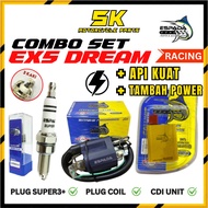 COMBO SET ESPADA RACING PLUG EX5 + PLUG COIL + CDI RACING EX5 LAMA EX5 DREAM WAVE100 COMBO 53MM