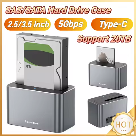 Hard Drive Dock SAS To USB 3.0 Adapter Support Up To 20TB Reader Converter Docking Station for 2.5/3