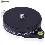 Camera Pan Base With  Style Plate, 0.95Cm Screw Aluminum Panoramic Ball Tripod Head With Bubble Leve