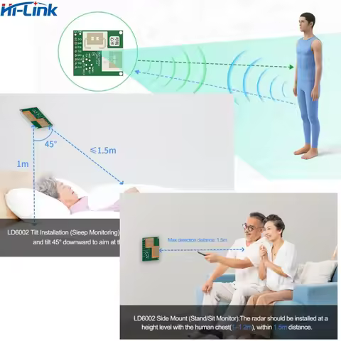 HiLinK heart rate detection 60GHz presence detection HLK-LD6002 LD6002B FMCW radar module human resp