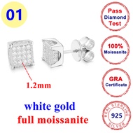 Full Moissanite Diamond D Color VVS Womens Fashion Hip-hop Earrings S925 Sliver Plated 18k Gold Jewe